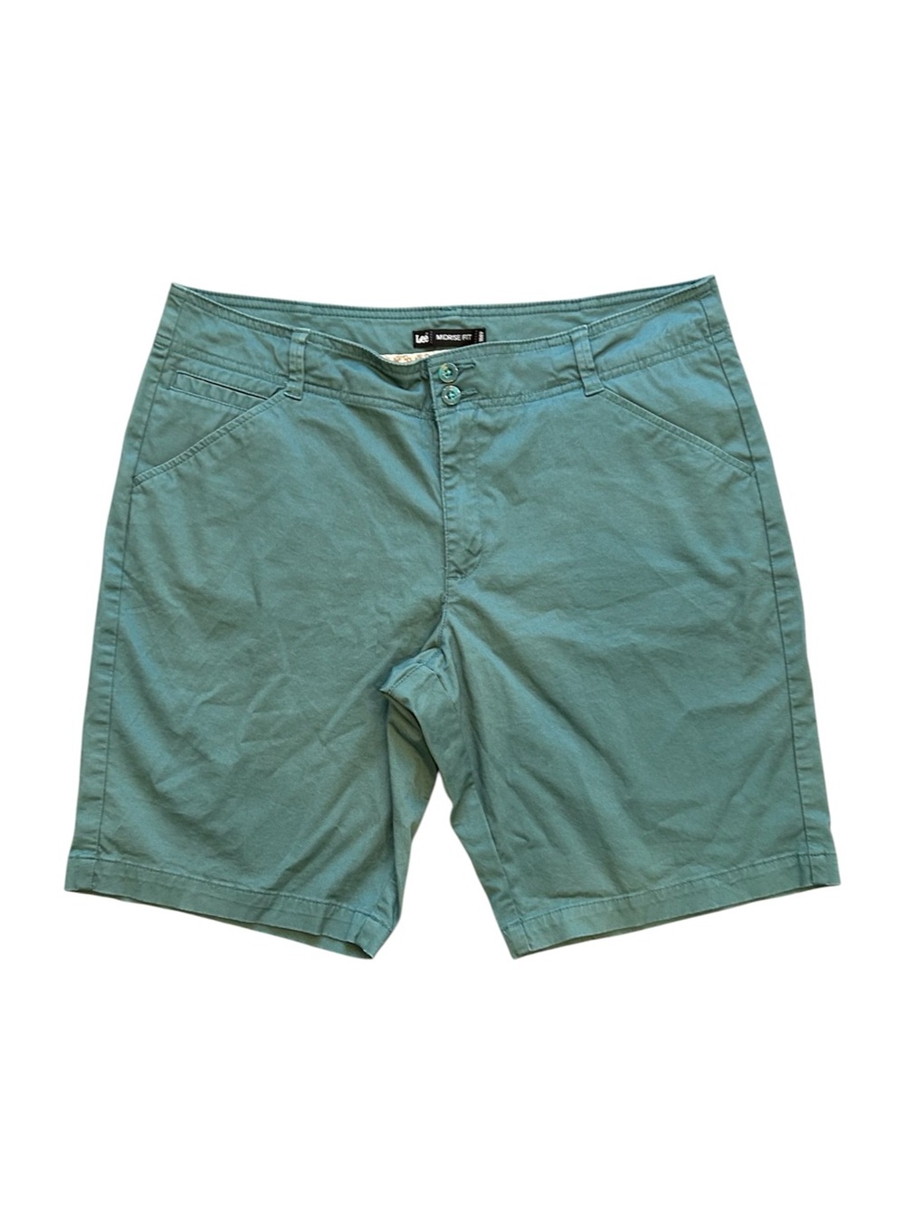 Lee - Women’s Teal Mid Rise 10” Cotton Bermuda Shorts